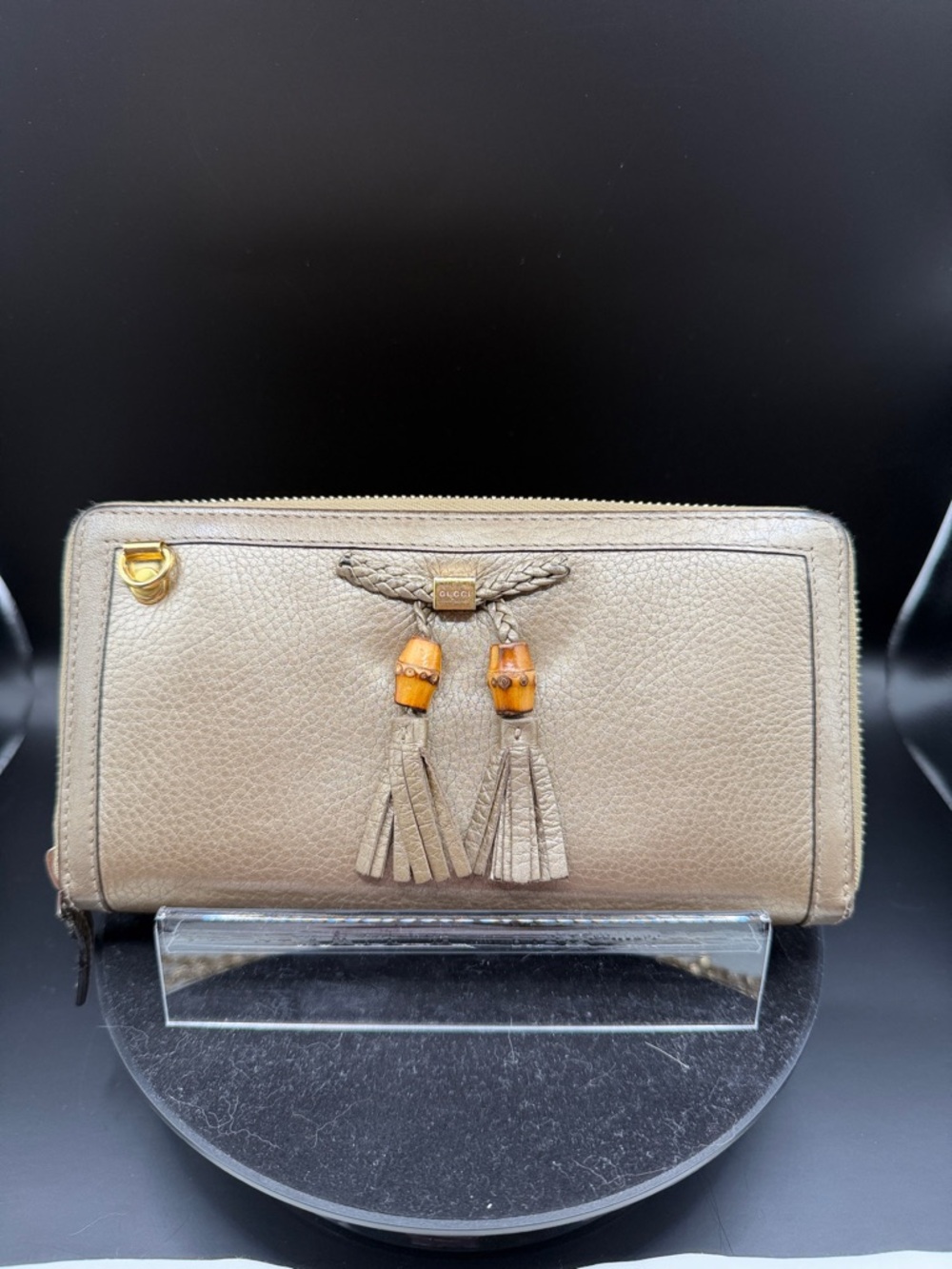 GUCCI Gold Bamboo Leather Continental Wallet Converted with Gold Chain - Picture 13 of 13